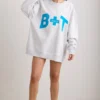 Hanorac oversized cu guler rotund, gri melanj Hanorac oversized cu guler rotund, gri melanj