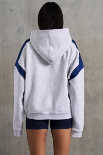 Hanorac oversized din fleece de bumbac, culoare gri melanj