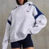 Hanorac oversized din fleece de bumbac, culoare gri melanj