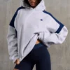 Hanorac oversized din fleece de bumbac, culoare gri melanj
