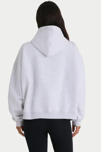 Hanorac oversized din fleece de bumbac moale, în culoarea gri marmorat