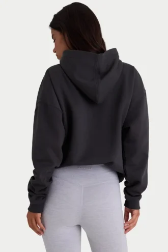 Hanorac oversized din fleece de bumbac moale, negru