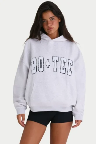 Hanorac oversized din jersey de bumbac moale, în culoarea gri melanj
