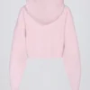 Hanorac scurt cu glugă, din tricot moale, cu fermoar, în roz pal Hanorac scurt cu glugă, din tricot moale, cu fermoar, în roz pal