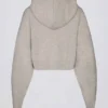 Hanorac scurt cu glugă și fermoar din tricot moale, de culoare bej Hanorac scurt cu glugă și fermoar din tricot moale, de culoare bej