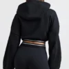 Hanorac scurt din bumbac elastic cu glugă, negru Hanorac scurt din bumbac elastic cu glugă, negru