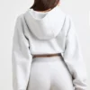 Hanorac scurt din fleece de bumbac elastic, gri melanj