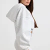 Hanorac scurt din fleece de bumbac elastic, gri melanj