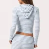 Pantaloni scurți din jersey cu nervuri, cu dungi albastre Pantaloni scurți din jersey cu nervuri, cu dungi albastre