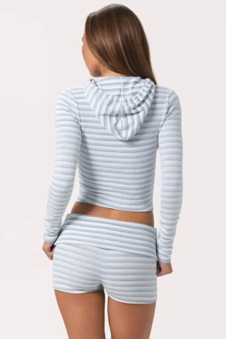 Pantaloni scurți din jersey cu nervuri, cu dungi albastre