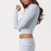 Pantaloni scurți din jersey cu nervuri, cu dungi albastre Pantaloni scurți din jersey cu nervuri, cu dungi albastre
