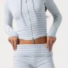 Pantaloni scurți din jersey cu nervuri, cu dungi albastre Pantaloni scurți din jersey cu nervuri, cu dungi albastre
