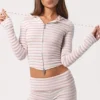 Pantaloni scurți mini din jersey cu nervuri, cu dungi roz