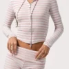 Pantaloni scurți mini din jersey cu nervuri, cu dungi roz