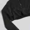 Hanorac scurt din jersey de bumbac cu spălare acidă, culoare cenușie