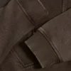 Hanorac scurt din jersey de bumbac spălat cu acid, de culoare maro