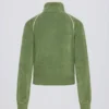 Hanorac scurt din material frotat cu fermoar, de culoare verde