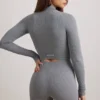Jachetă cropped FlexiRib în gri melanj Jachetă cropped FlexiRib în gri melanj