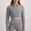 Jachetă cropped FlexiRib în gri melanj Jachetă cropped FlexiRib în gri melanj