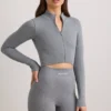 Jachetă cropped FlexiRib în gri melanj Jachetă cropped FlexiRib în gri melanj