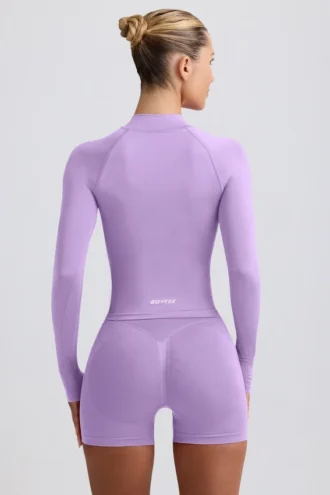 Jachetă cu fermoar Define Luxe în culoarea liliac
