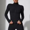 Jachetă cu mâneci lungi și fermoar, negru Jachetă cu mâneci lungi și fermoar, negru