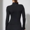 Jachetă cu mâneci lungi și fermoar, negru Jachetă cu mâneci lungi și fermoar, negru