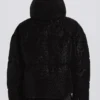Jachetă de schi impermeabilă, croită scurt, oversized, în model leopard negru Jachetă de schi impermeabilă, croită scurt, oversized, în model leopard negru