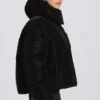 Jachetă de schi impermeabilă, croită scurt, oversized, în model leopard negru Jachetă de schi impermeabilă, croită scurt, oversized, în model leopard negru