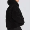 Jachetă de schi impermeabilă, croită scurt, oversized, în model leopard negru Jachetă de schi impermeabilă, croită scurt, oversized, în model leopard negru