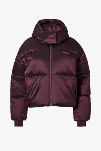 Jachetă de schi impermeabilă, cropped și oversized, în culoarea burgund