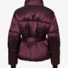 Jachetă de schi impermeabilă, oversized, cu centură, în culoarea burgund Jachetă de schi impermeabilă, oversized, cu centură, în culoarea burgund