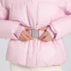 Jachetă de schi impermeabilă, oversized, cu centură, în culoarea roz pudră Jachetă de schi impermeabilă, oversized, cu centură, în culoarea roz pudră