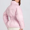 Jachetă de schi impermeabilă, oversized, cu centură, în culoarea roz pudră Jachetă de schi impermeabilă, oversized, cu centură, în culoarea roz pudră