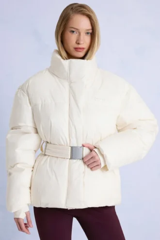 Jachetă de schi impermeabilă, oversized, cu curea, în culoarea Ice
