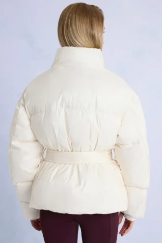 Jachetă de schi impermeabilă, oversized, cu curea, în culoarea Ice