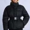 Jachetă de schi impermeabilă, oversized, cu curea, în culoarea neagră Jachetă de schi impermeabilă, oversized, cu curea, în culoarea neagră