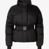 Jachetă de schi impermeabilă, oversized, cu curea, în culoarea neagră Jachetă de schi impermeabilă, oversized, cu curea, în culoarea neagră