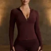 Jachetă intermediară cu glugă Soft Active, culoare ciocolată Jachetă intermediară cu glugă Soft Active, culoare ciocolată