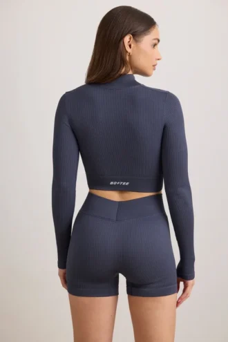 Jachetă scurtă cu fermoar FlexiRib în culoarea Indigo Slate