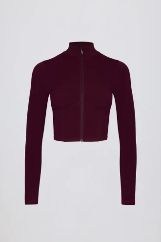 Jachetă scurtă Soft Active cu fermoar, în culoarea Burgundy