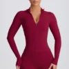 Jachetă Soft Active cu fermoar în culoarea Burgundy