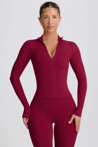Jachetă Soft Active cu fermoar în culoarea Burgundy Jachetă Soft Active cu fermoar în culoarea Burgundy