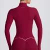 Jachetă Soft Active cu fermoar în culoarea Burgundy