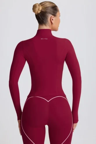 Jachetă Soft Active cu fermoar în culoarea Burgundy Jachetă Soft Active cu fermoar în culoarea Burgundy