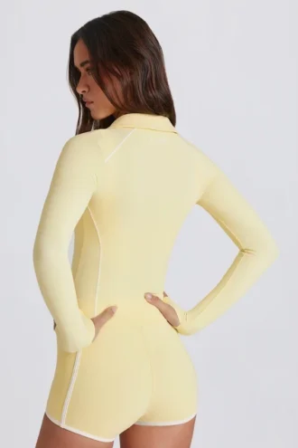Jachetă Soft Active cu fermoar în culori contrastante, în nuanța Lemon Jachetă Soft Active cu fermoar în culori contrastante, în nuanța Lemon