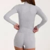 Jachetă Soft Active cu fermoar în gri melanj Jachetă Soft Active cu fermoar în gri melanj