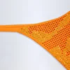 Jalama Slipuri de bikini cu decorațiuni, imprimeu tropical portocaliu Jalama Slipuri de bikini cu decorațiuni, imprimeu tropical portocaliu