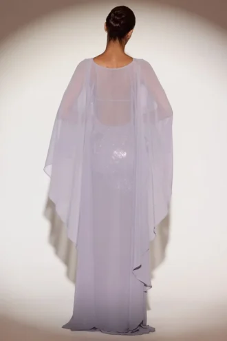 Jovelle Cape drapată din șifon transparent, în nuanța liliac