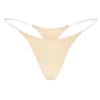 Lenjerie intimă Tanga din tricot fără cusături cu bretele transparente, culoare piersică caldă Lenjerie intimă Tanga din tricot fără cusături cu bretele transparente, culoare piersică caldă